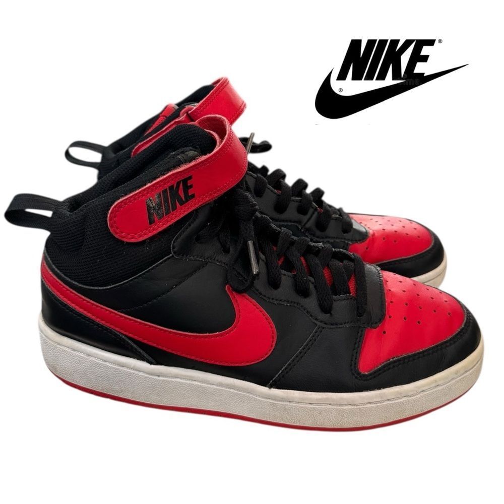 Nike Kids Court Borough Mid 2 Black University Red (GS) CD7782-003 Sneakers 7 7Y